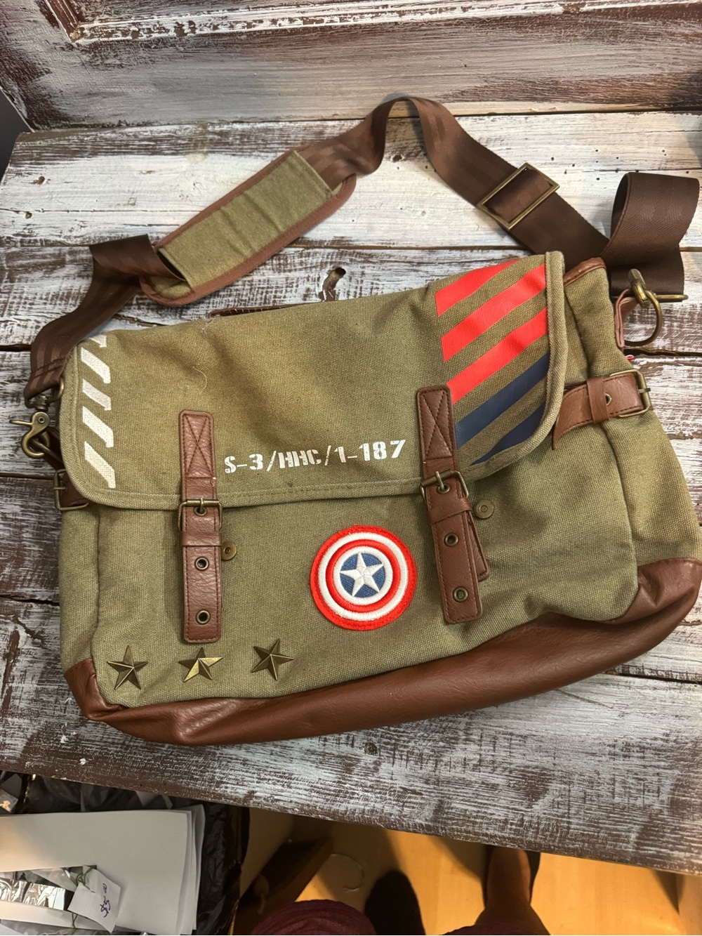Captain America Vintage Military Canvas Messenger Bag